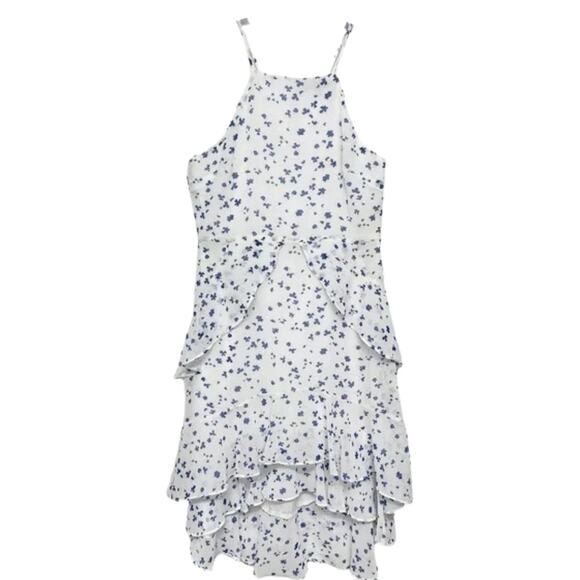 Banana Republic Tiered Ruffle Floral Print Sundress White/Blue Size 2 - Picture 3 of 6